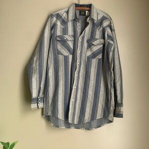 Vtg Saddle King Western Mens sz LT neck 16 1/2 Flannel Shirt Pearl Snap Flannel